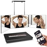 Self-Cut System 3 Way Mirror with LED Lights – Trifold Self Cut Barber Mirror for Men and Women, 360 View for Easy Haircuts, Travel Friendly - Three Way Design for Grooming and Styling