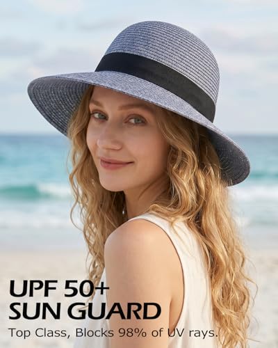 Image of Zylioo 2XL XL L Women's Straw Sun Hat, Wide Brim Beach Hat UPF 50+, M S Floppy Summer Hat, Vacation Travel Outdoor