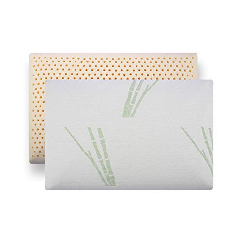 Do4U Almohada de espuma de l¨¢tex y algod¨®n, 100% natural, hipoalerg¨¦nica, respirable, antibacterial y anti¨¢caros.