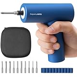 HOTO Electric Screwdriver with Storage Bag, 3.6 V Screwdriver Set Rechargeable USB-C, 5 N.m Torque, 2000mAh Battery, LED Light & 10 Pcs Bits for Furniture/Electrical Repairs, Night Blue