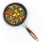 David Burke GeoClad Ceramic Hybrid Non-Stick 8" Fry Pan – Stainless Steel Sear Surface, Geometric Pattern, Tri-Ply Clad Body, PFOA-Free, Dk Gray/Copper