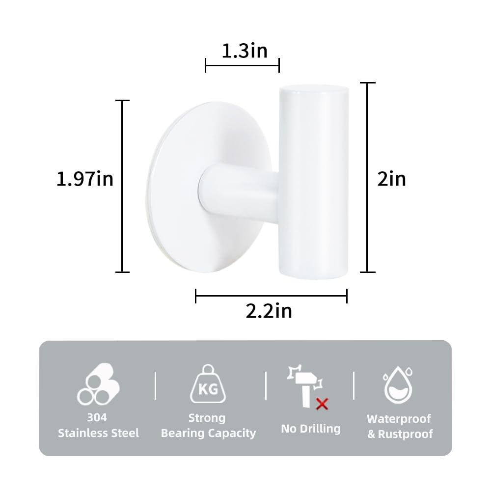Vuzvuv Ganchos adhesivos de acero inoxidable SUS304, autoadhesivos, resistentes, impermeables, para toallas, abrigos, batas, baños, cocina, hotel (paquete de 2)