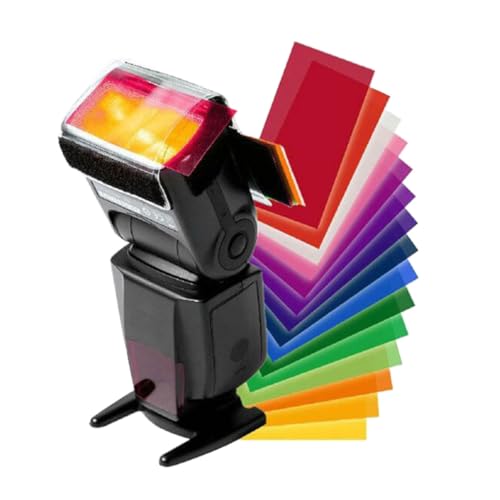 ibasenice Kit de 12 Filtres de Couleur pour Flash D'appareil Photo, Plastique Léger Ceinture de Fixation, pour Photographes Professionnels
