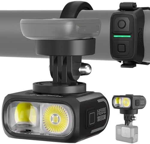 Magicshine HORI1300S Bike Headlight, 1300 Lumens Front Light Compatible with Garmin Mount, High & Low Beam, USB-C Rechargeable, IPX6 Waterproof for Night Riding and Urban Cycling