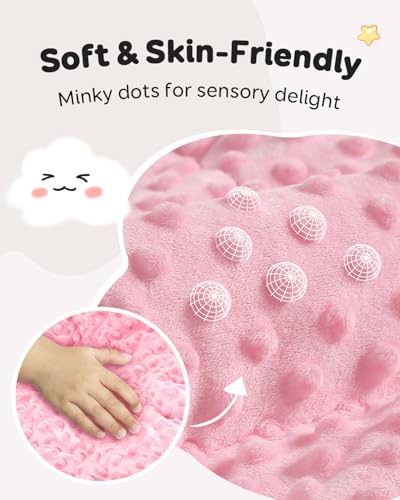 Kivik Weighted Lap Pad, Minky Dots Small Weighted Blanket 2lbs, 20"x30", Ultra-Soft Weighted Throw Blankets, All-Season Cozy Breathable Mini Lap Blanket for Calming and Better Sleep, Washable, Pink