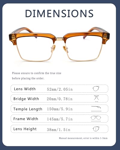 Image of Semi Rimless Rectangle Blue Light Glasses Men Women Black Square Eyewear