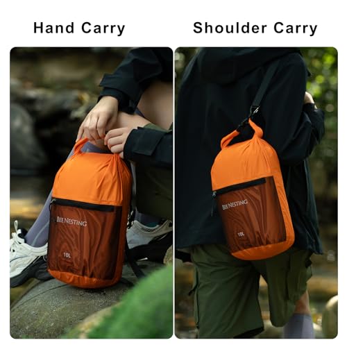 Bee Nesting Bolsa Seca Ultraligera Impermeable, 10L, Nylon 20D con Bolsillo de Malla y Separación Húmedo/Seco, Bolsa para Kayak, Playa y Navegación (Verde Menta) miniatura 7