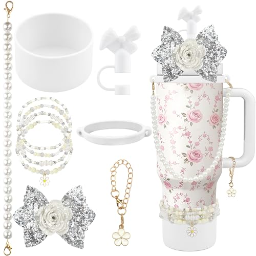 Hpebl 10PCS Flower Accessories for Stanley Cup 40oz&30oz Tumbler, White - image 1