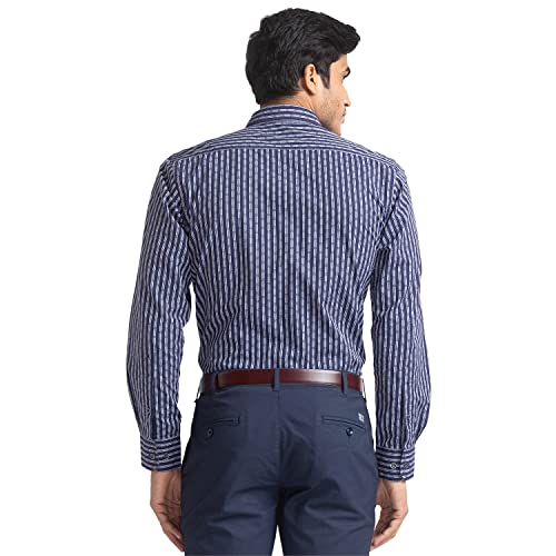Image of Colorplus Men's Pure Cotton Stripe Pattern Classic Fit Polo Neck Half Sleeve Casual T-Shirt