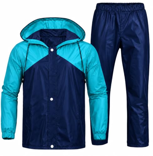 Image of Mens Raincoat Suit with Pant Set Fashiera Series | Waterproof Lightweight Breathable Rain Wear | Elastic Cuff & Waterproof Zipper Raincoat for men waterproof