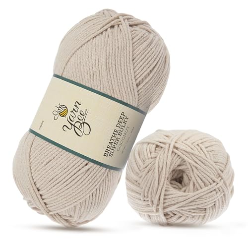 Yarn Bee Medium Yarn for Crocheting & Knitting Soft Skein 303 Yards of 100% Polyester Yarn DIY Handcrafting Accessories-Coconut