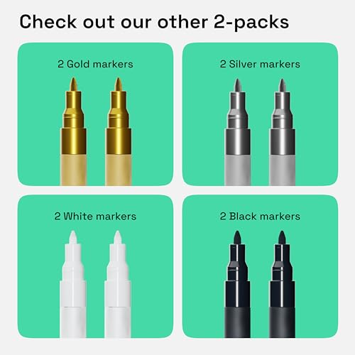 Artistro WAEF0002-02-ZT-CN 2 White Acrylic Paint Pens For Rock Painting Ceramic Wood Glass Tire Plastic - 0.7Mm Extra Fine Tip Paint Markers Ideal thumb #5