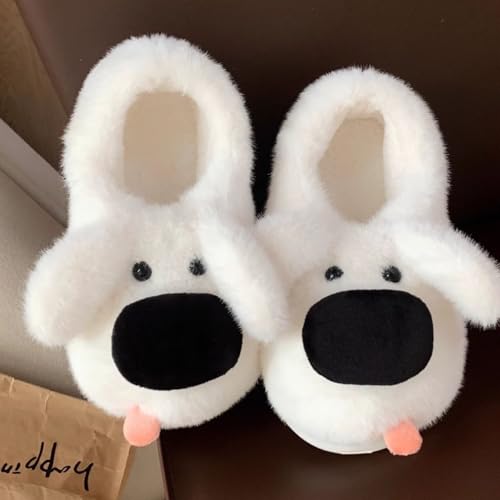 Dog Fuzzy Animal Slippers for Women & Men, Cute Fluffy Plush Warm Memory Foam House Slippers4