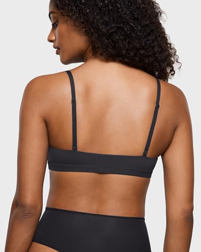 Image of INLYRIC Women's Inbarely Triangle Bralette Plunge Unlined Seamless Bra No Underwire Sexy Comfortable Everyday