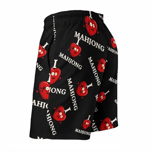 L Love Mahjong Mens Swim Trunks Quick Dry Board Shorts Beach Swimwear Bathing Suits4