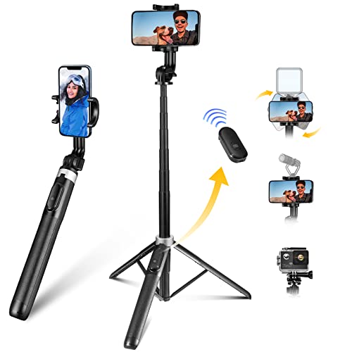 Handy Stativ Ständer 150cm, iFongsh Selfie Stick Stativ mit Fernauslöser, Ausziehbarer Stativ für Smartphone, iPhone Stativ mit Telefonhalter, Kompatibel mit iPhone/Camera/Samsung/Huawei/GoPro Cover