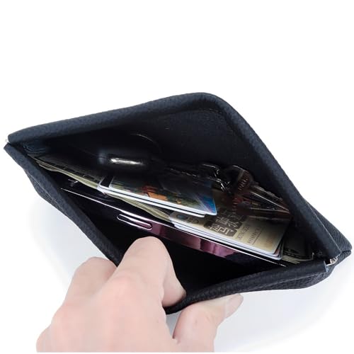 Self-Closing Genuine Full-Grain Leather Long Wallet - Passport Holder, Driver's License & Document Organizer with Earphone Cable Storage, Cash Pouch & Makeup Bag (black)3