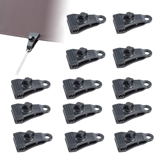 Adjustable Heavy Duty Lock Grip for Tarp & Shade Cloth, Tarp Clips Lock Grip Shade Cloth Plastic Clips, Tent Fasteners Awning Clips Clamp for Awnings Camping Caravan Canopies (20, Black)