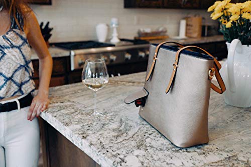 Bolso Tote con Compartimento para Vino Negro/Plata miniatura 7