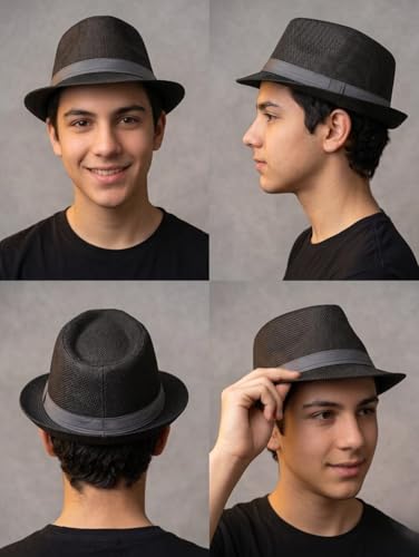 Image of BookMyCostume Black Western Cowboy & Ballroom Style Hat | Fancy Dress Accessory for Dance, Stage Shows & Theme Parties For Adults
