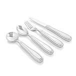 Weighted 7 oz Eating Utensils by Celley, 4pc Stainless Steel Knife Fork Spoon Set for Tremors