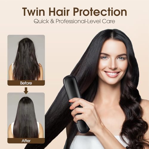 Cepillo alisador de pelo portátil mini negro miniatura 2