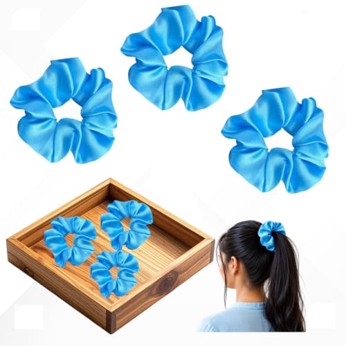 Image of Crunchy Hair Band |Pack of 3|Scrunchie Rubber Band for Hair (Sora Blue)