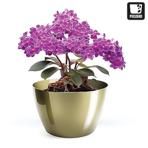 PECZEKO Flower Pot Glossy Flower Pot Made of Plastic Decorative Flower Pot for Large and Small Plants Set of 2 Pots - Image 4