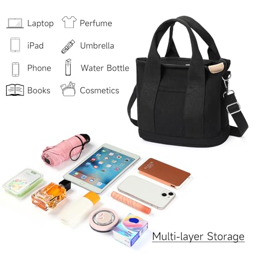 Bolso tote pequeño de lona para mujer con cierre miniatura 5