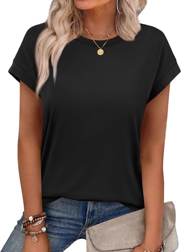Image of Alaroo Womens Summer Tops Short Sleeve Shirts Crew Neck Cute Trendy Tunic Blouses (S-3XL)