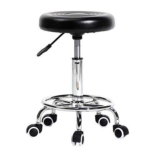 Image of CSS Furniture Adjustable Rolling Stool Set of 2 (Black, 16 inch-20.5 inch) - Swivel Seat with Wheels for Office, Kitchen, Clinic, Cafeteria, Bar - 120 KG Weight Capacity - Sleek Black Finish