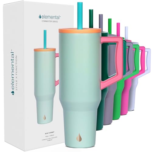 Image of Elemental Spill Proof 40oz Insulated Tumbler with Handle & Straw Travel Mug