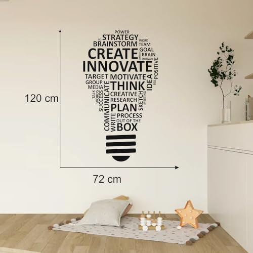 Image of Black Create Innovate Think Office - Inspirational - Motivational - Quotes - Wall Sticker for Kids Room, Living Room, School, Library (Size - 120CM X 72CM)