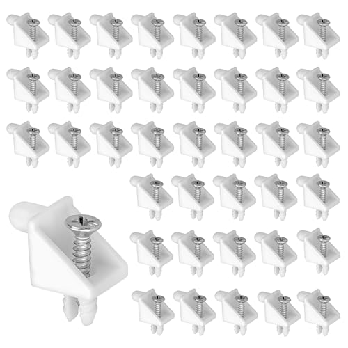40 Stück Bodenträger 5mm weiß #101558, Glasbodenträger für IKEA PAX Bodenträger, Regalbodenträger Geeignet für die Reparatur von Schranktüren, Regalen, Schranktrennwänden, Schränken