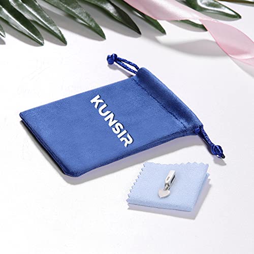 KUNSIR 925 Sterling Silver Clip-On Charm for Reflexions Mesh Bracelet Charm Bead fits Flat charm Bracelets Gift for Women（Heart Shape）4