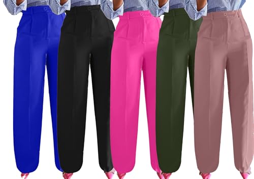 Tbahhir Women High Waisted Work Pants Wide Leg Dress Pants Straight Trousers Casual Business Slacks with Pockets4