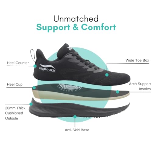 Image of SHAPECRUNCH Men's Arch Support Shoes with Soft Cushioned Insoles for Men for Walking and Running - Comfortable and Stylish