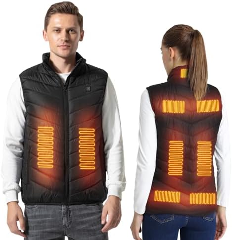 Armorget Heated Vest for Men Women, Heated Sleeveless Vest with USB Plug, 9 Heating Zones, 3 Temperature Adjustable, Lightweight Thermal Vest for Hiking, Cycling 3XL Black(Power Bank not Included