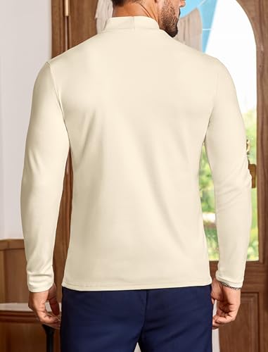 Vssjavun Mens Mock Turtleneck Sweater Long Sleeve Basic Slim Fit Pullover Sweaters Thermal Lightweight Undershirts