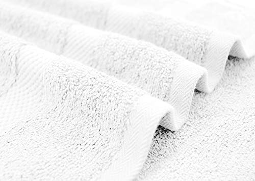 Image of DAN RIVER Bath Towels Set of 4, 27 x 54 Inches, 100% Cotton, Larger & Lighter Weight, Quicker to Dry, Super Soft and Absorbent, Ideal White Towels for Daily Use