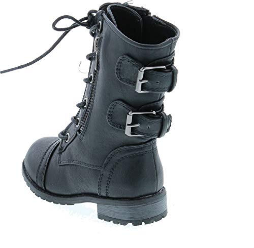 Link Mango-61Ka Baby Girls Combat Lace Up Boots Black Toddler3