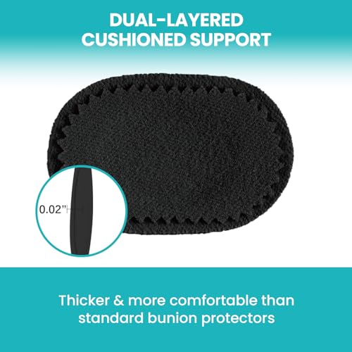 Image of Promifun Bunion Pads to Wear with Shoes - Moleskin Protect Feet for Men and Women - Water-Resistant Self-Stick Adhesive - 27 ct Bunion Cushion (Black)