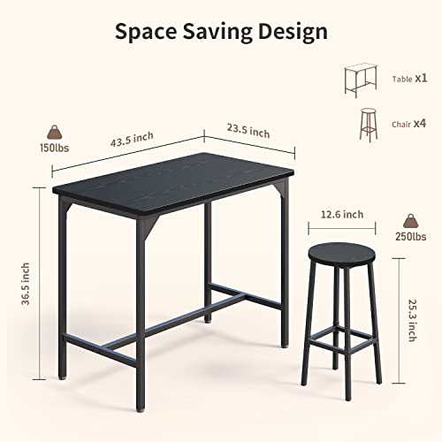 Kitchen Table And Chairs Set For 4, Dining Table Set With 4 Chairs, Counter Height Bar Table Set For Small Space, Apartment, Black #TOP1