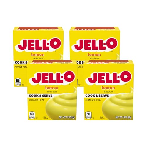 Image of Jell-O Cook & Serve Pudding & Pie Filling Mix, Lemon Flavor, Fat Free Stovetop Dessert for Baking, Pies & Custards, 2.9 oz (Pack of 4)