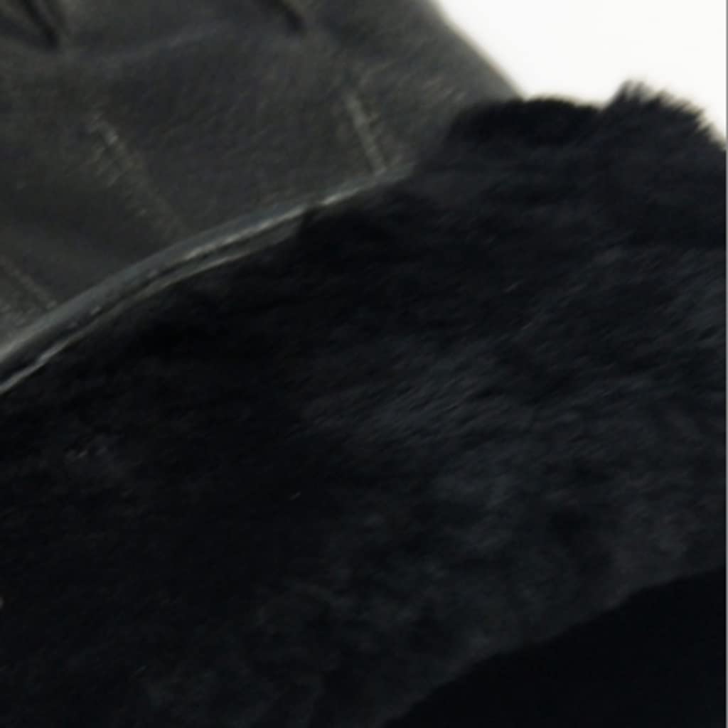 Guantes de Invierno de Cuero con Rayas Decorativas y cordón súper cálidos para