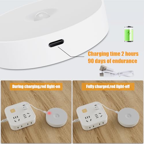 14 LEDs Motion Sensor Lights Indoor, 3 Pack Cordless Night Light Stick on Wall with Magnetic Base, USB Rechargeable Battery, Stair Lights, for Wardrobe,Cabinet,Stairs,Closet,Hallway - Image 5
