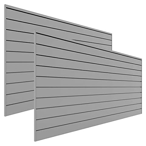 Proslat Garage Storage PVC Slatwall Panel - 2 Packs of 8 ft. x 4 ft. Sections (20 Single Slats which make up 64 sq.ft) (Light Gray) Cover