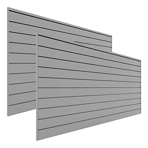 PROSLAT Garage Storage PVC Slatwall Panel - 2 Packs of 8 ft. x 4 ft. Sections (20 Single Slats which Make up 64 sq.ft) (Light Gray)