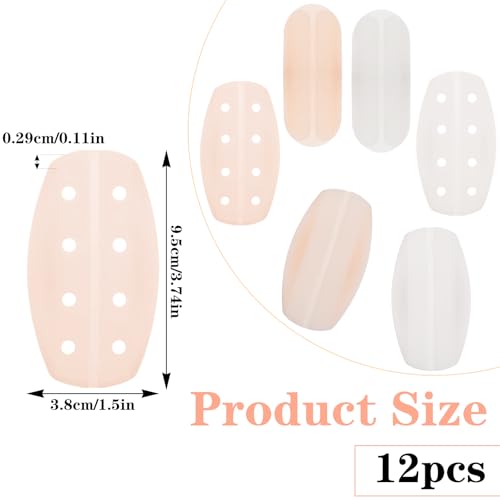 12 Pcs Bra Strap Pads, Silicone Non Slip Bra Strap Holders for Slipping, Soft Keep Bra Straps from Slipping, No Dents Comfort Back Protectors for Ease Shoulder Discomfort, 2 Color2