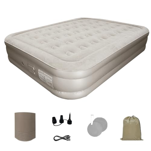 Battery Powered Inflatable Mattress Queen Size | 79x59x16 Inch Air Bed for Guest Room Or Camping | Supports 661 Lbs